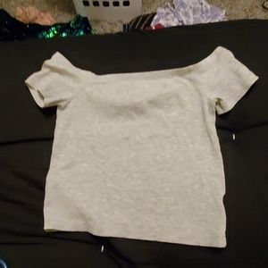 Off the shoulder gray top